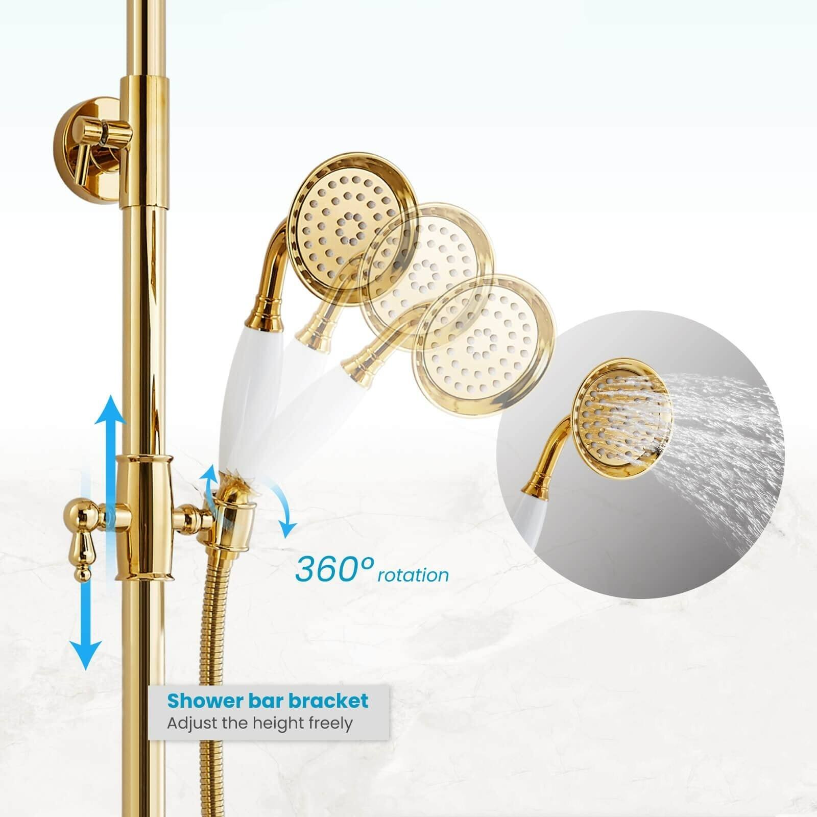 360° rotation  
Shower bar bracket  
Adjust the height freely