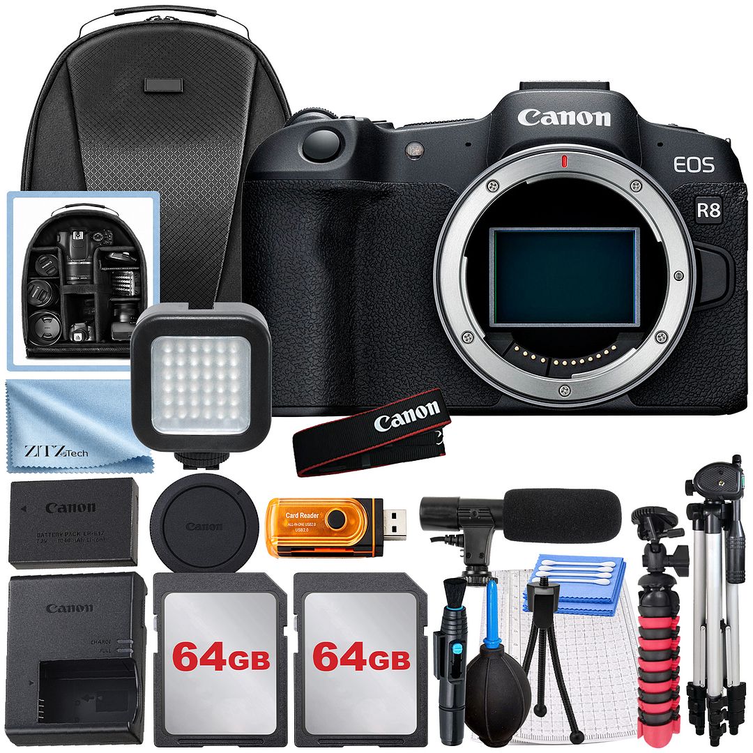 Canon - EOS R8 Mirrorless Camera (Body Only) with 2x 64GB Memory Card + Tripod + ZeeTech Bundle - Black price history on PriceWatchPro