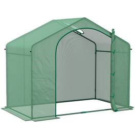 Outsunny - 6' x 3' x 5' Portable Walk-in Greenhouse, PE Cover, Steel Frame Garden Hot House, Zipper Door, Top Vent for Flowers