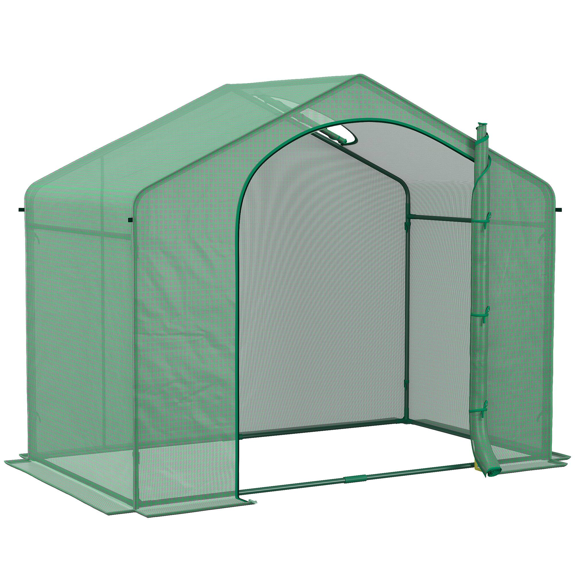 Outsunny - 6' x 3' x 5' Portable Walk-in Greenhouse, PE Cover, Steel Frame Garden Hot House, Zipper Door, Top Vent for Flowers