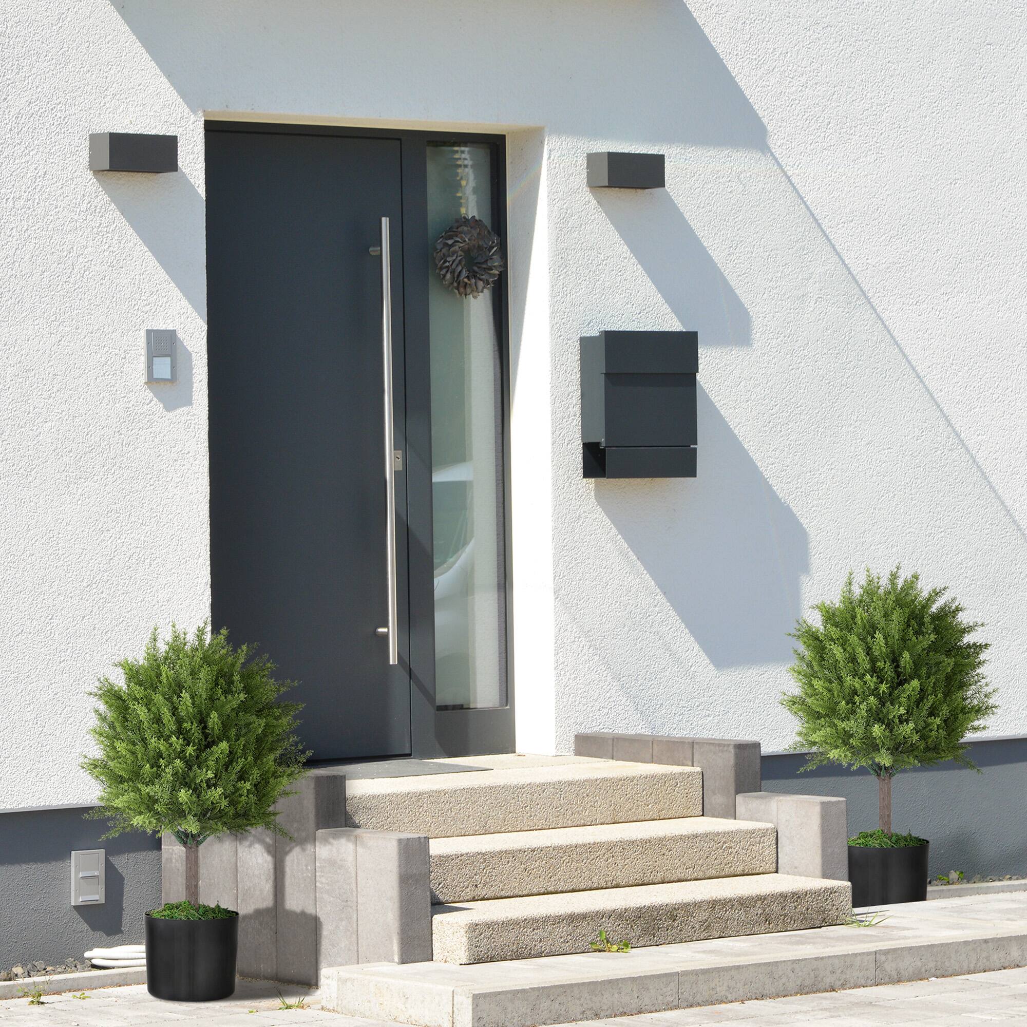 Alt View 7. Homcom - Artificial Plants Set of 2 Decorative Cedar Topiary Trees in Pots, Fake Plants for Home Indoor Outdoor Front Porch - Green.