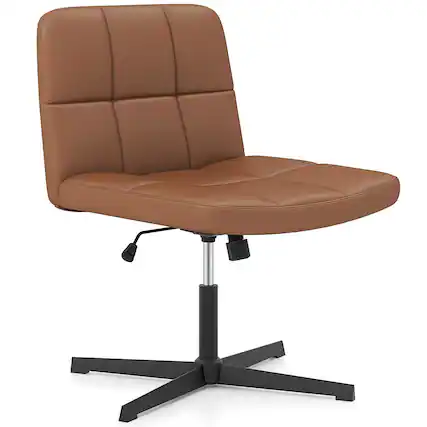 Front. Ecooso - Office Chair PU Leather Cross-Legged Seat with Oversized U-Shaped Cushion - Orange.