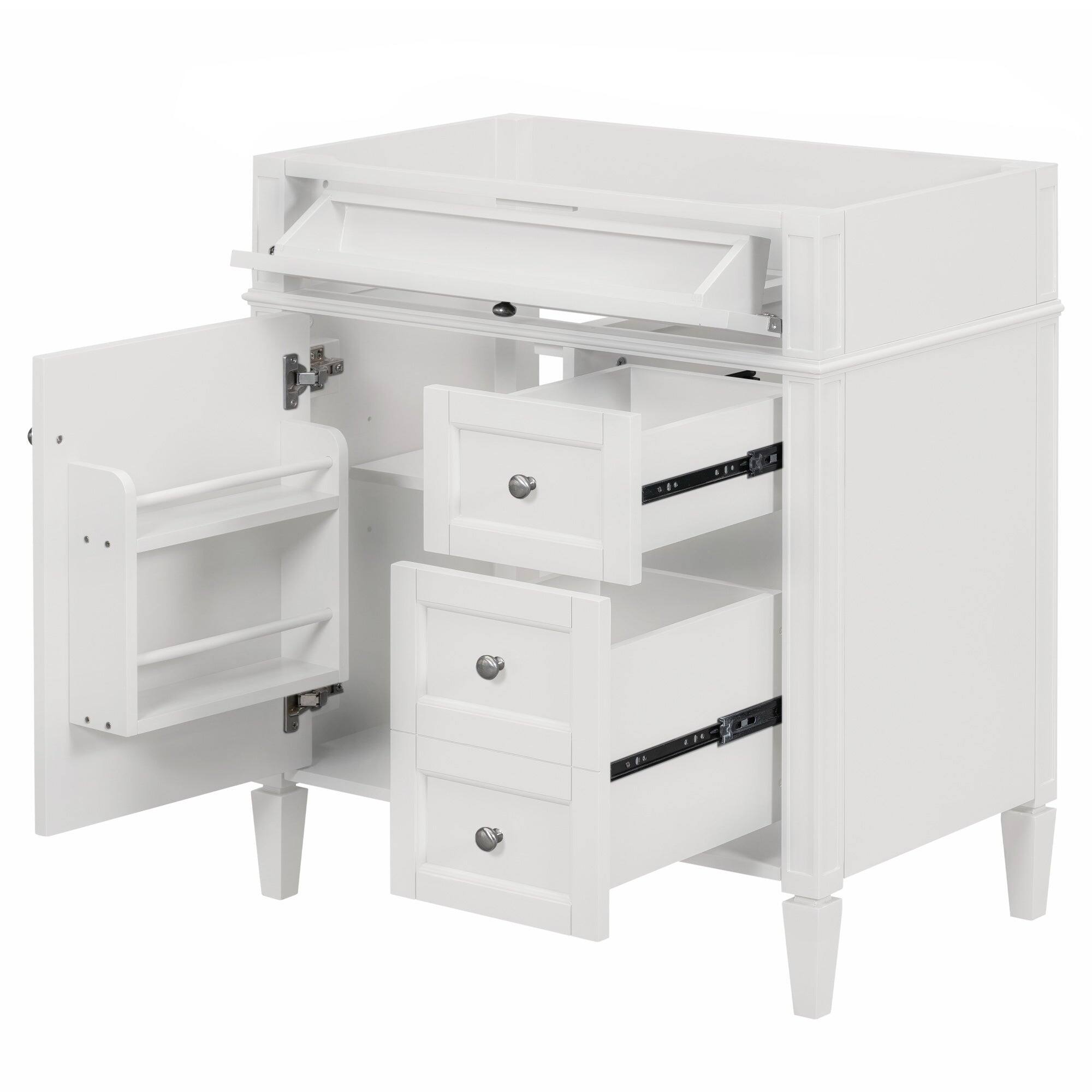 Alt View 5. Boyel Living - 30 Inch Modern Bathroom Vanity Cabinet No Sink Three Drawers With Tip Out White - White.