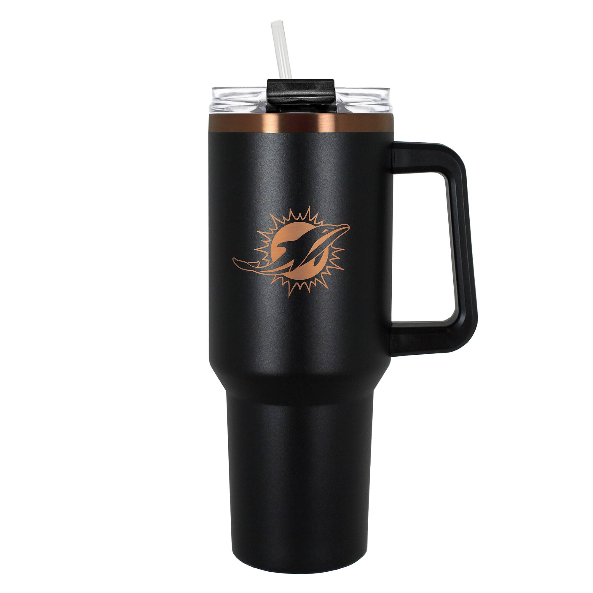 Front. Great American Products - Miami Dolphins 40oz. Colossus Copper Edition Tumbler - Black.