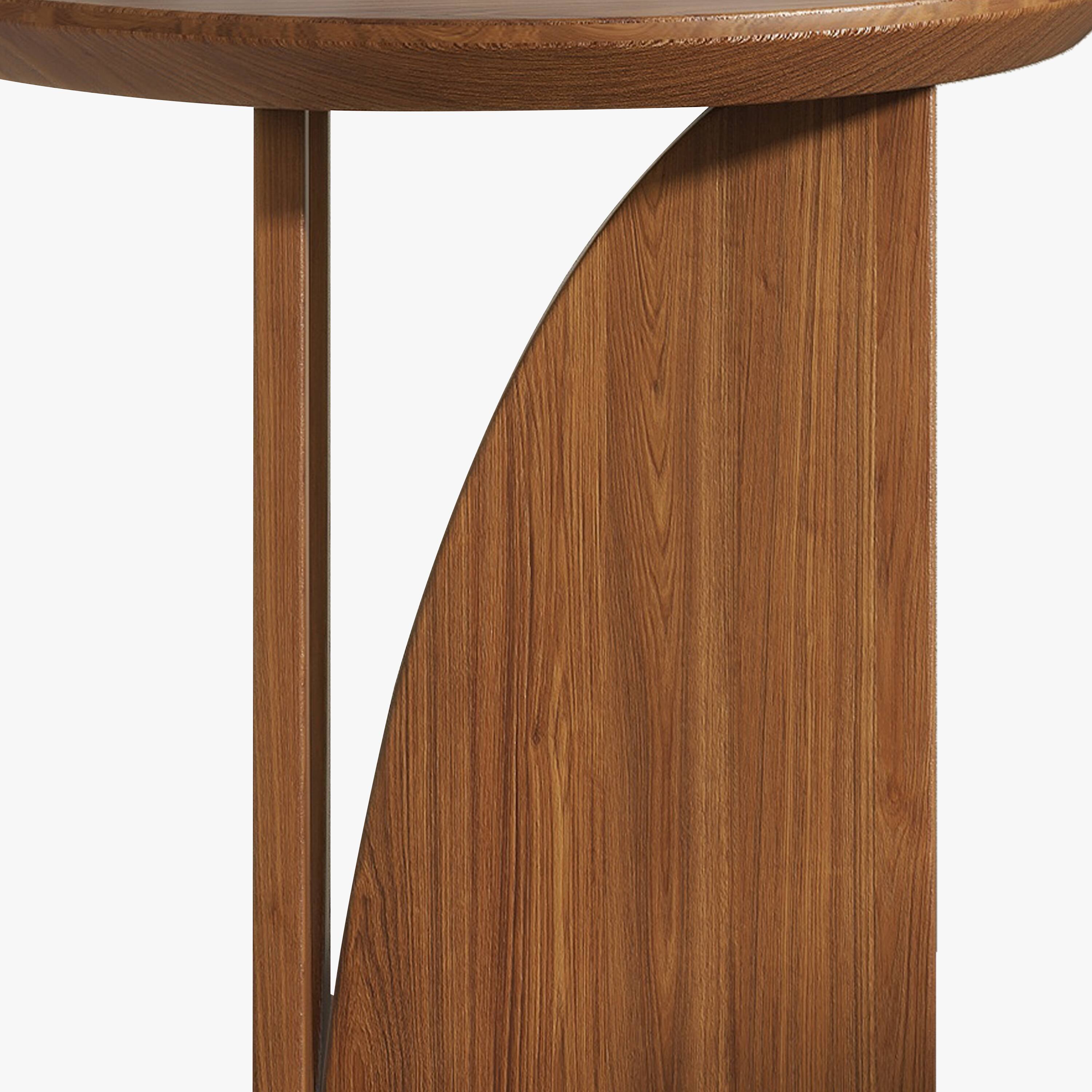 Alt View 1. POVISON - 19.69" Mid-century Modern Round Side Table, Minimalist End Table, Walnut Color - Walnut Color.