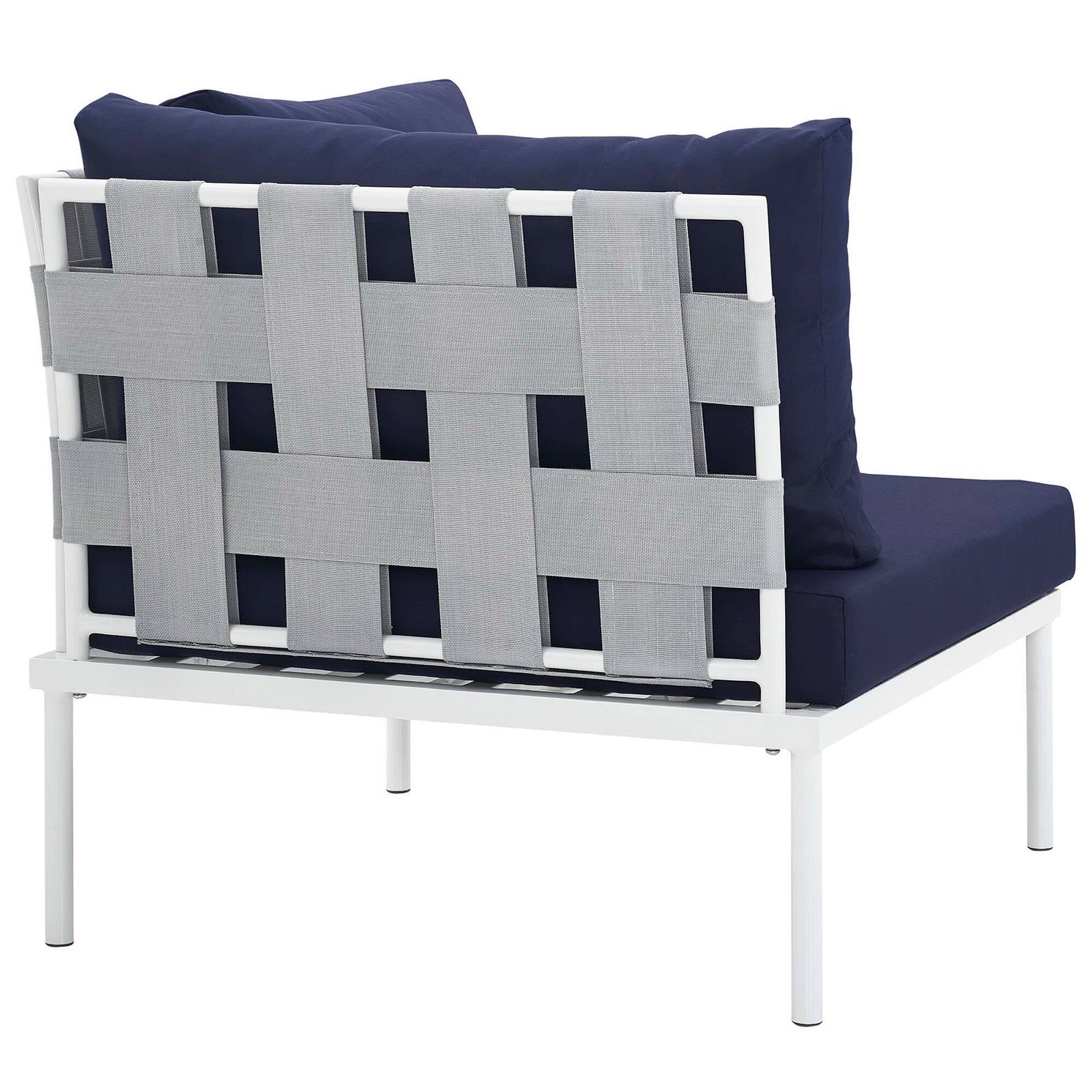 Back. Modway - Harmony Outdoor Patio Aluminum Corner Sofa by Modway - White Navy.