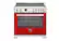 Front. Bertazzoni - 36" Professional Series range - Electric self clean oven - 5 induction zones - Red.