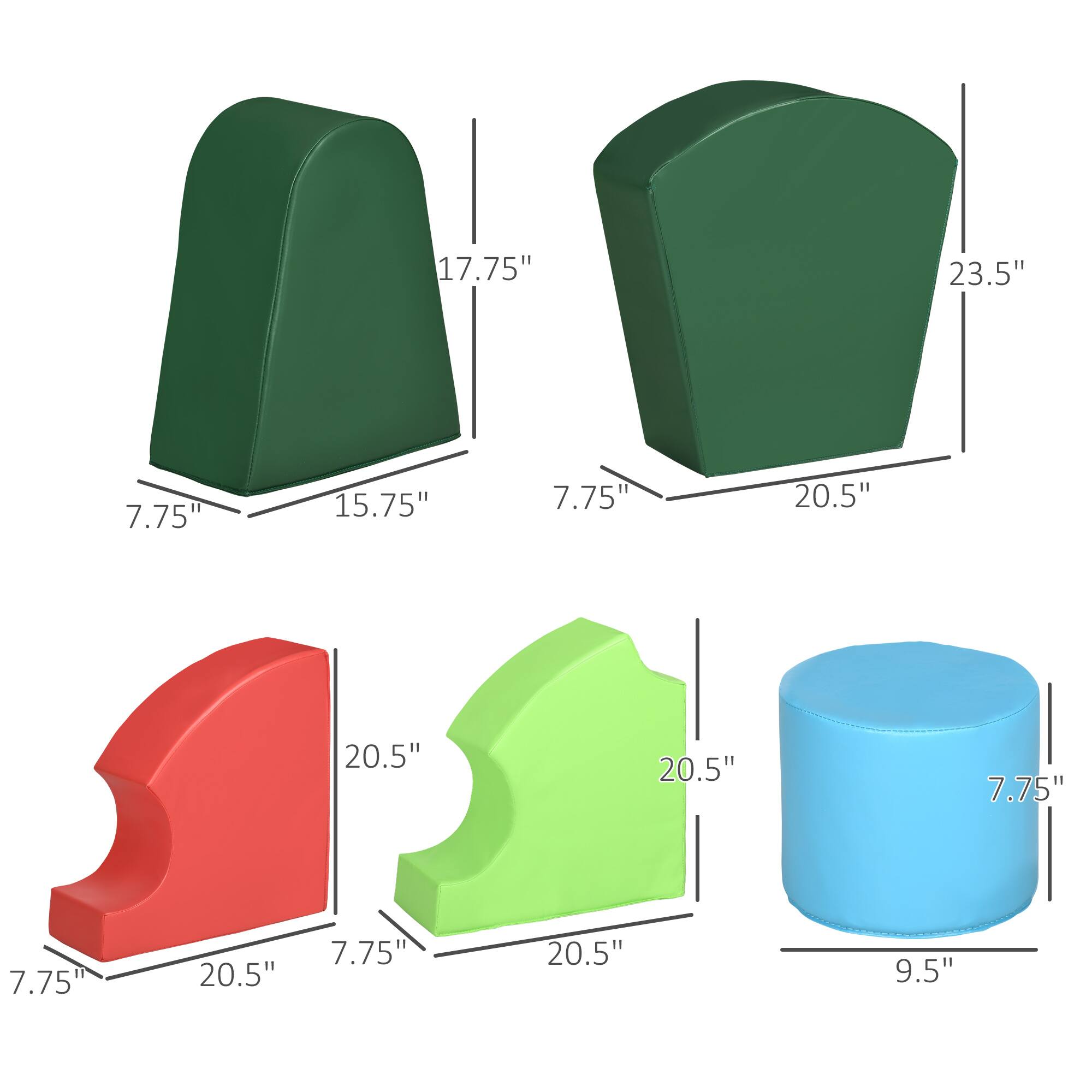 Left. Qaba - 10-Piece Soft Play Set for Creativity, Climb and Crawl Foam Playset with Easy-to-Clean Surface, Activity Play Structures.