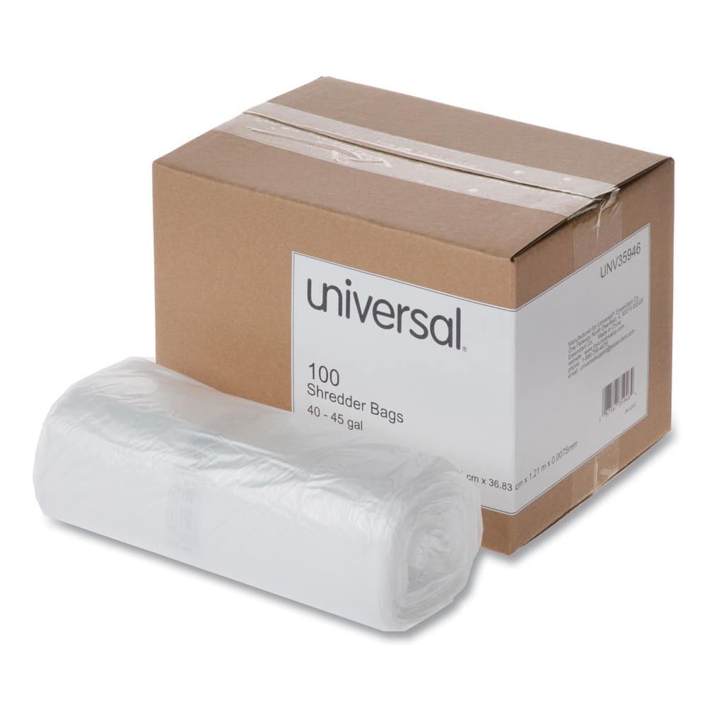Universal - UNV35946 40 - 45 Gallon High-Density Shredder Bags - (100/Box) - Clear
