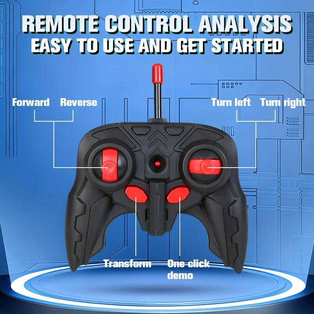 REMOTE CONTROL ANALYSIS  
EASY TO USE AND GET STARTED  

Forward  
Reverse  
Turn left  
Turn right  
Transform  
One click demo