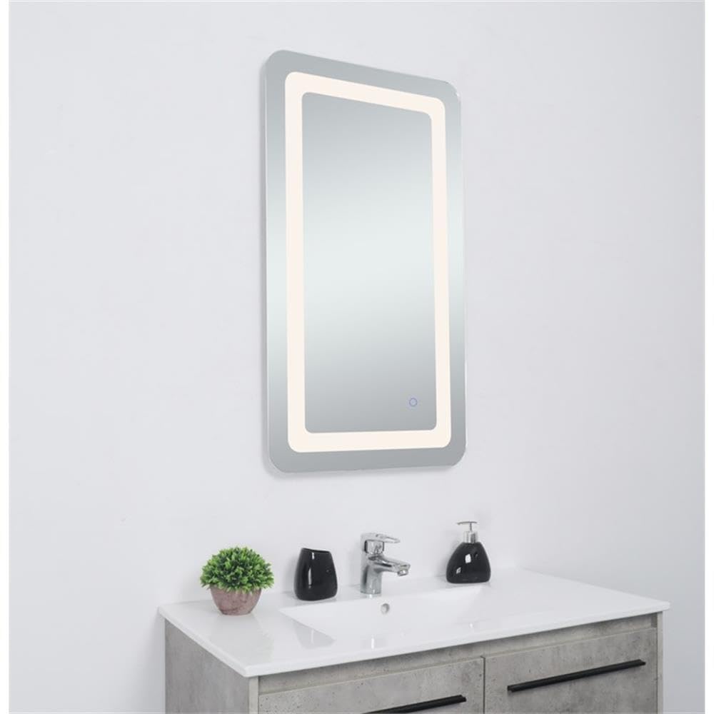 Angle. Elegant Decor - Genesis 20in x 36in soft edge LED mirror - Glossy White.