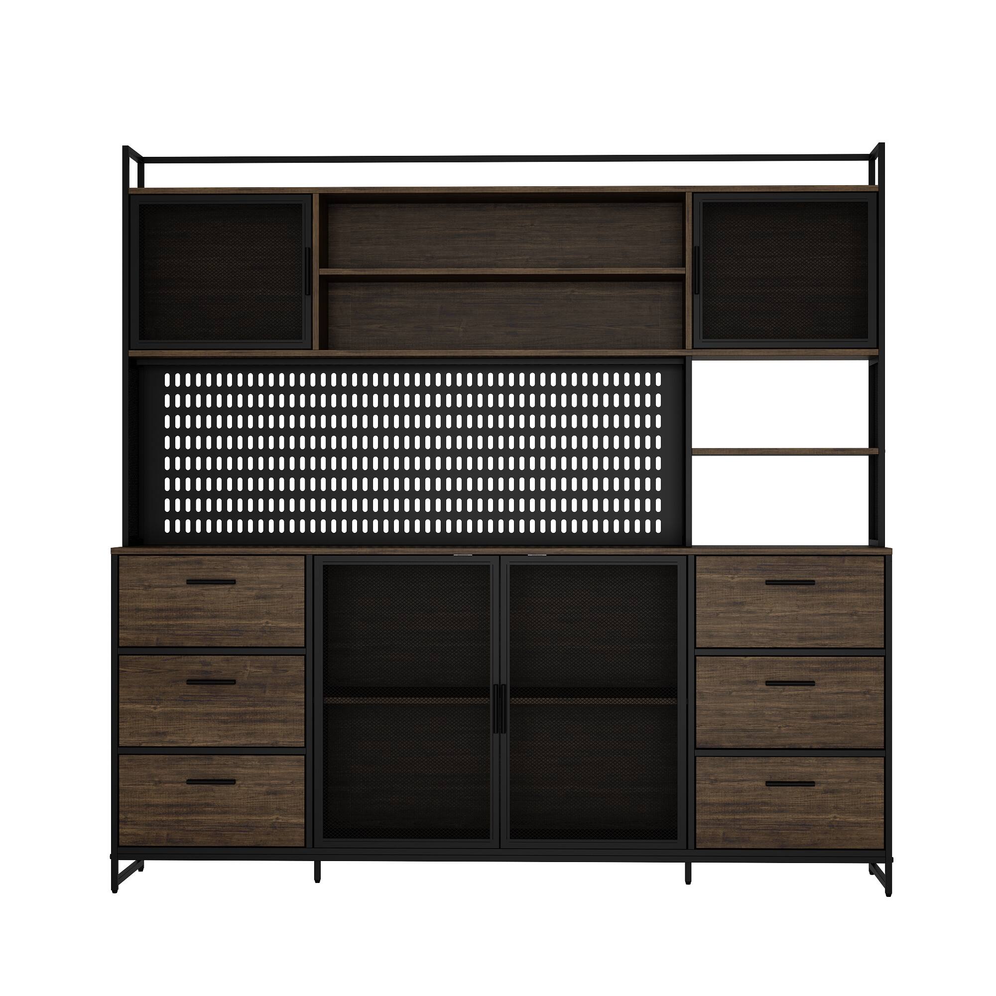 Alt View 9. FUFU & GAGA - FUFU&GAGA Industrial - Style Kitchen Storage Unit: Organized & Stylish Pantry Cabinet - Brown.
