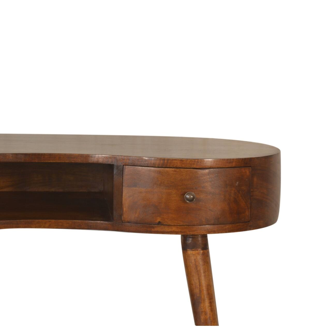Back. Artisan Furniture - Artisan Furniture Solid Wood Chestnut Rounded Writing Desk, 1 Drawer, 1 Open Slot, Dark Brown - Dark Brown.