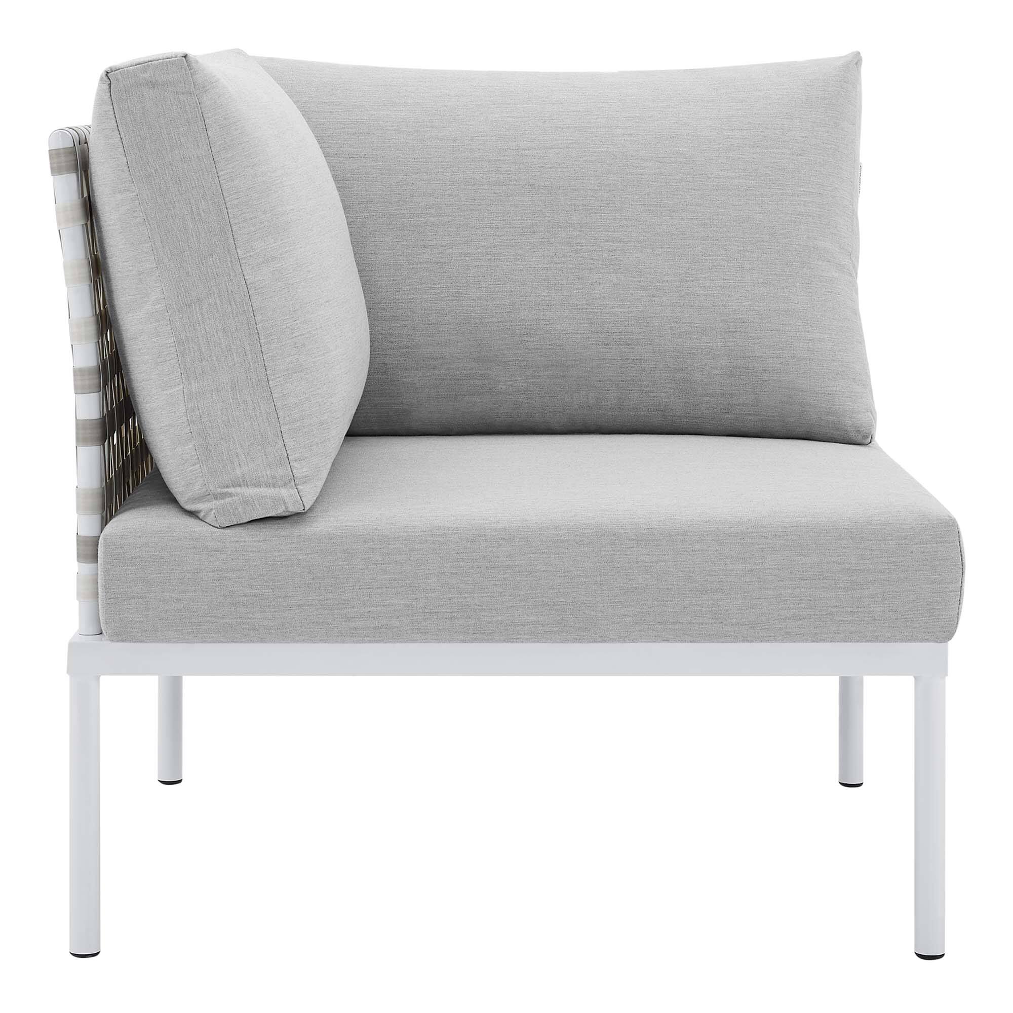 Alt View 1. Modway - Harmony Sunbrella® Basket Weave Outdoor Aluminum Corner Chair by Modway - Taupe Gray.