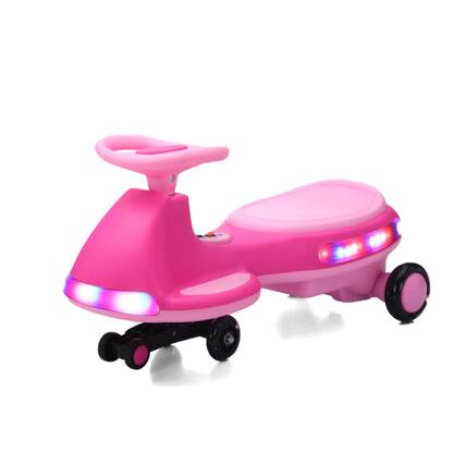 Front. ELEMENT ACE - Electric Rocking Ride-On Car with LED Lights and Silent Wheels for Kids - Pink.