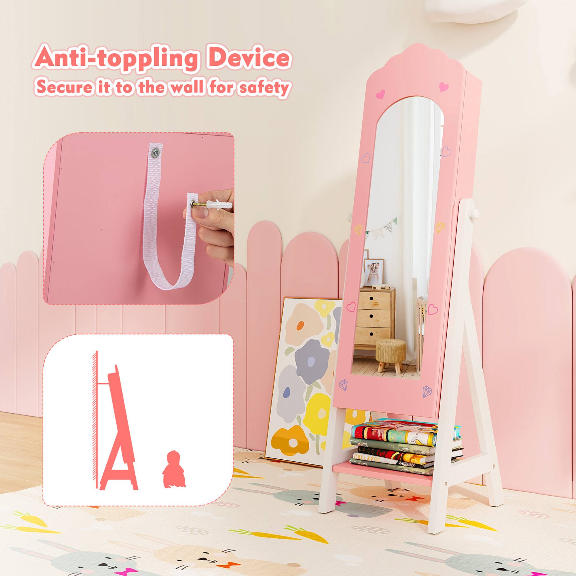 Anti-toppling Device  
Secure it to the wall for safety