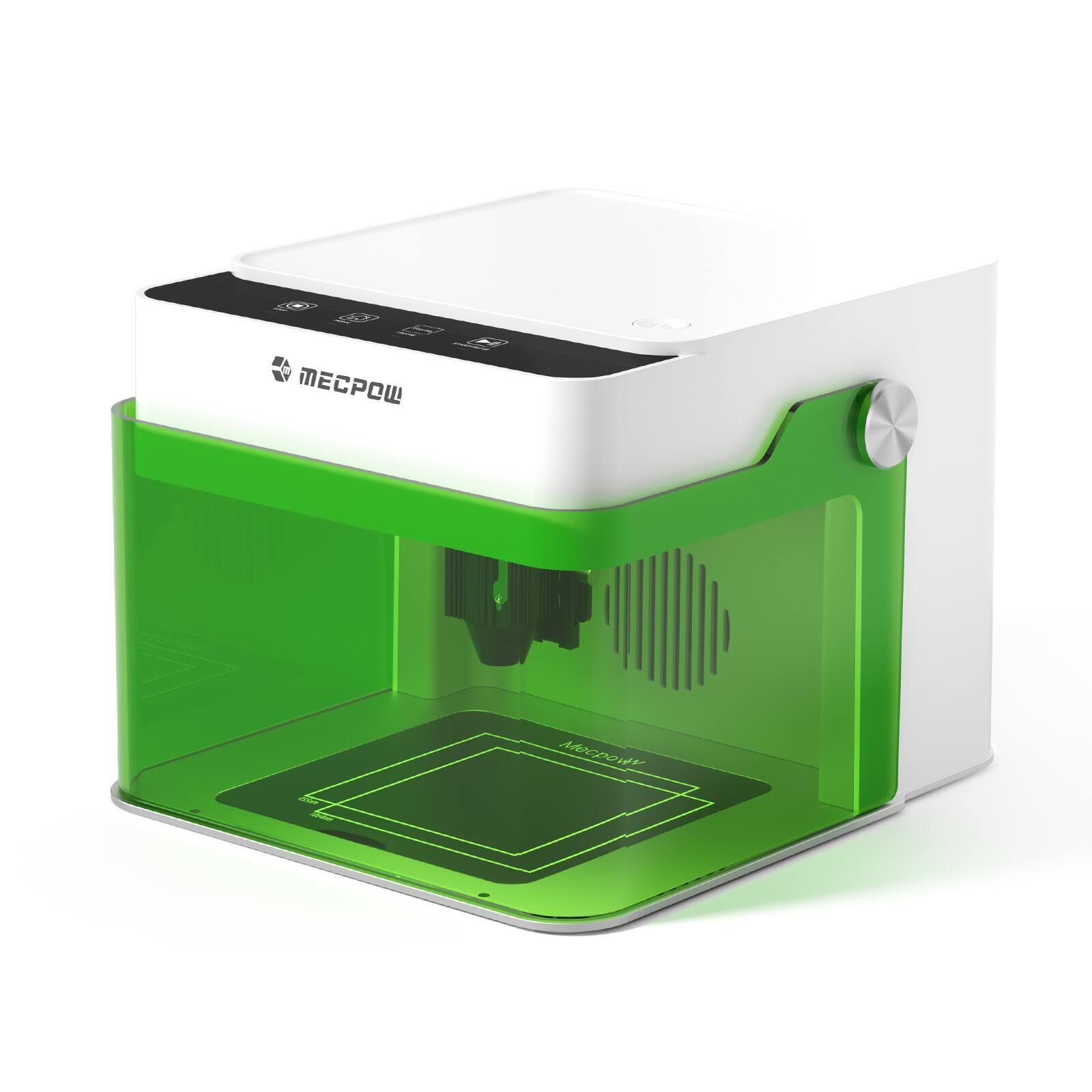 Left. Mecpow - M1 3.5W Mini Diode Laser Engraver & P50 Fume Extractor, 10000mm/min, Enclosed Cutter Machine for Beginner, Wood, Metal.