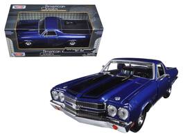 1970 Chevrolet El Camino SS 396 Stripes 1/24 Diecast Model Car by Motormax - Dark Blue Metallic With Black
