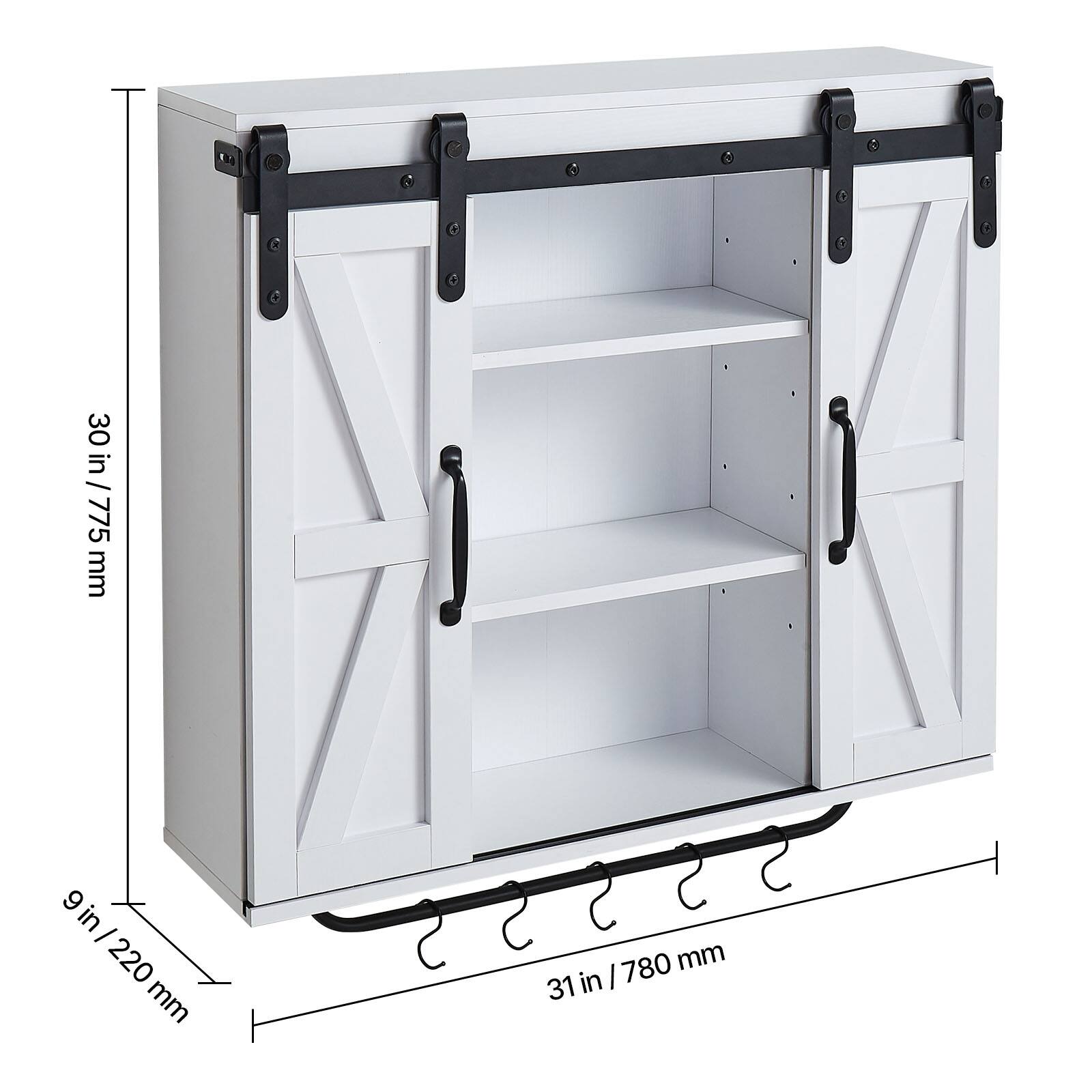 - Height: 30 in / 775 mm
- Width: 31 in / 780 mm
- Depth: 9 in / 220 mm