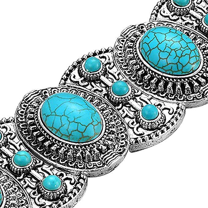 Back. Worryfree Gadgets - Worryfree Gadgets Apple Watch Band Boho Ethnic Antique Style Bracelet Strap - Turquoise.