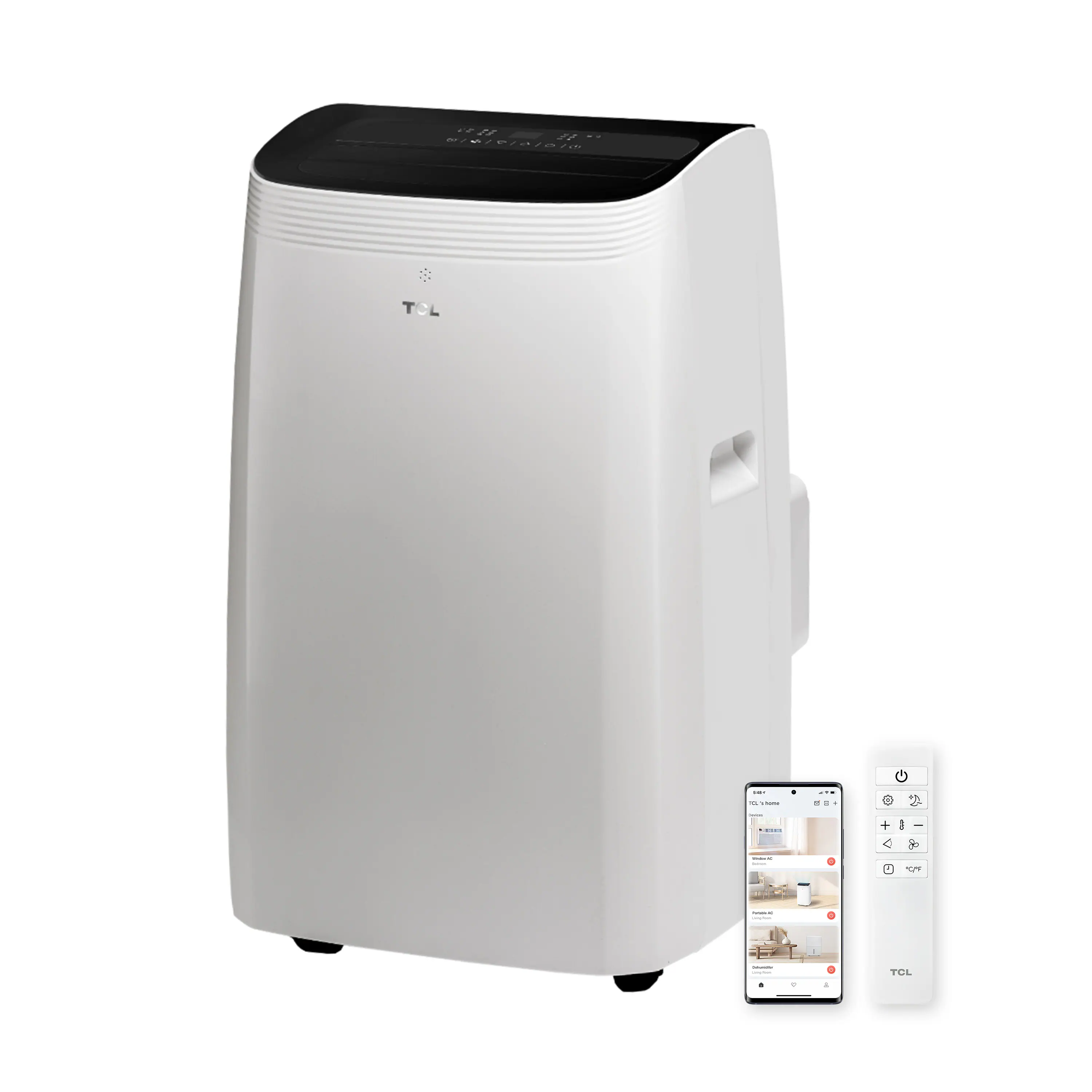 TCL - 350 Sq. Ft. 8,000 BTU Smart Portable Air Conditioner 3-in-1 with AC, Fan & Dehumidifier - White