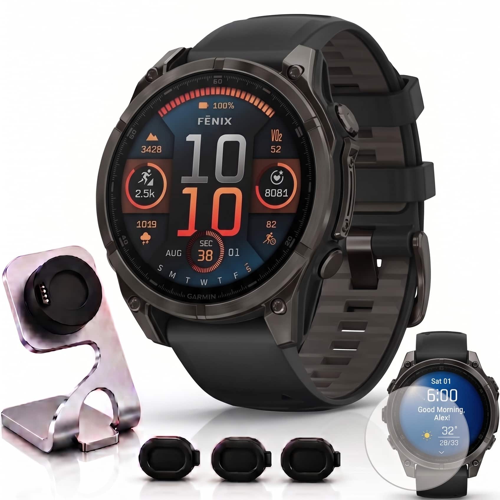 Bundle Garmin Fenix 8 47mm Smartwatch, Sapphire + Accessories