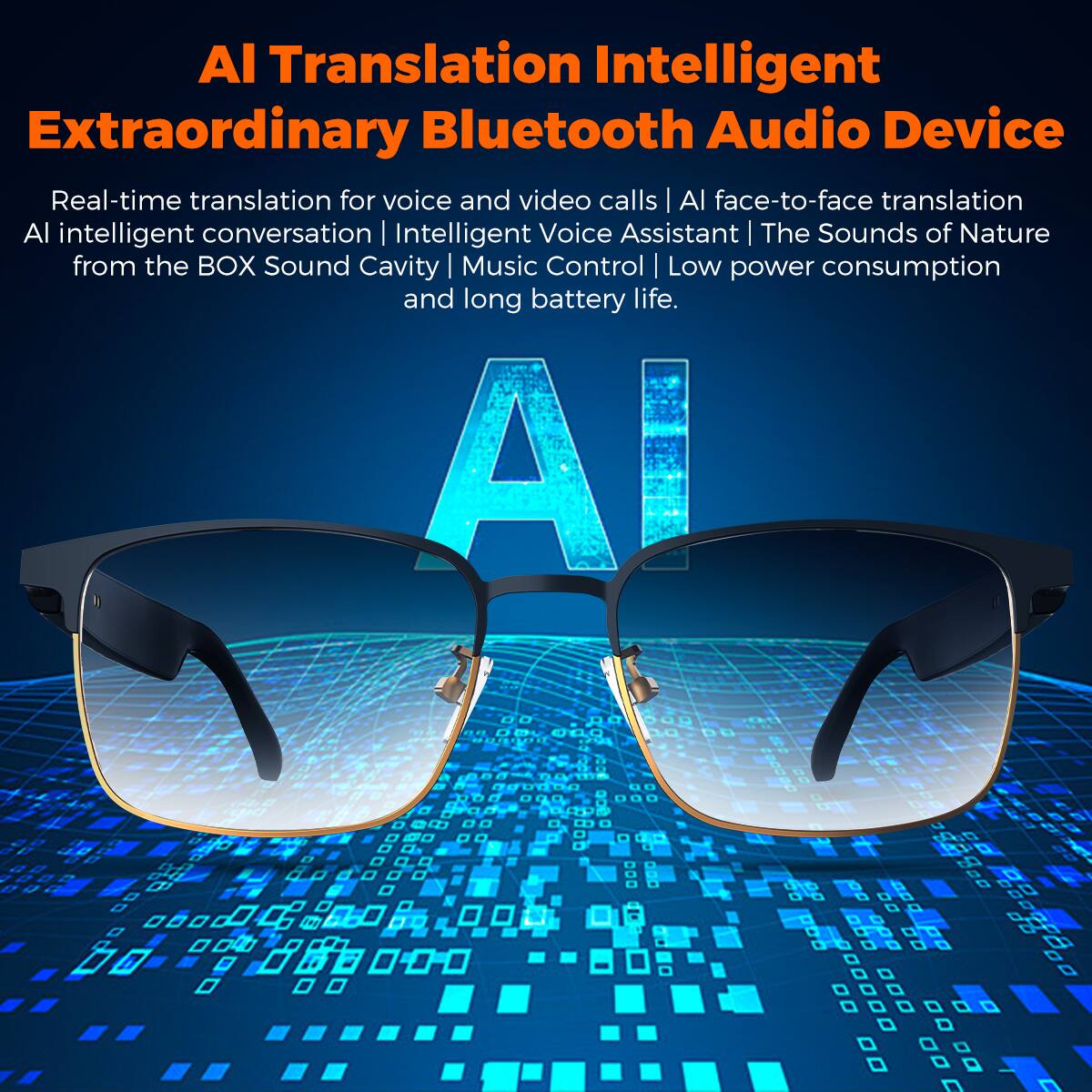 Al Translation Intelligent Extraordinary Bluetooth Audio Device
Real-time translation for voice and video calls | AI face-to-face translation | AI intelligent conversation | Intelligent Voice Assistant | The Sounds of Nature from the BOX Sound Cavity | Music Control | Low power consumption and long battery life.