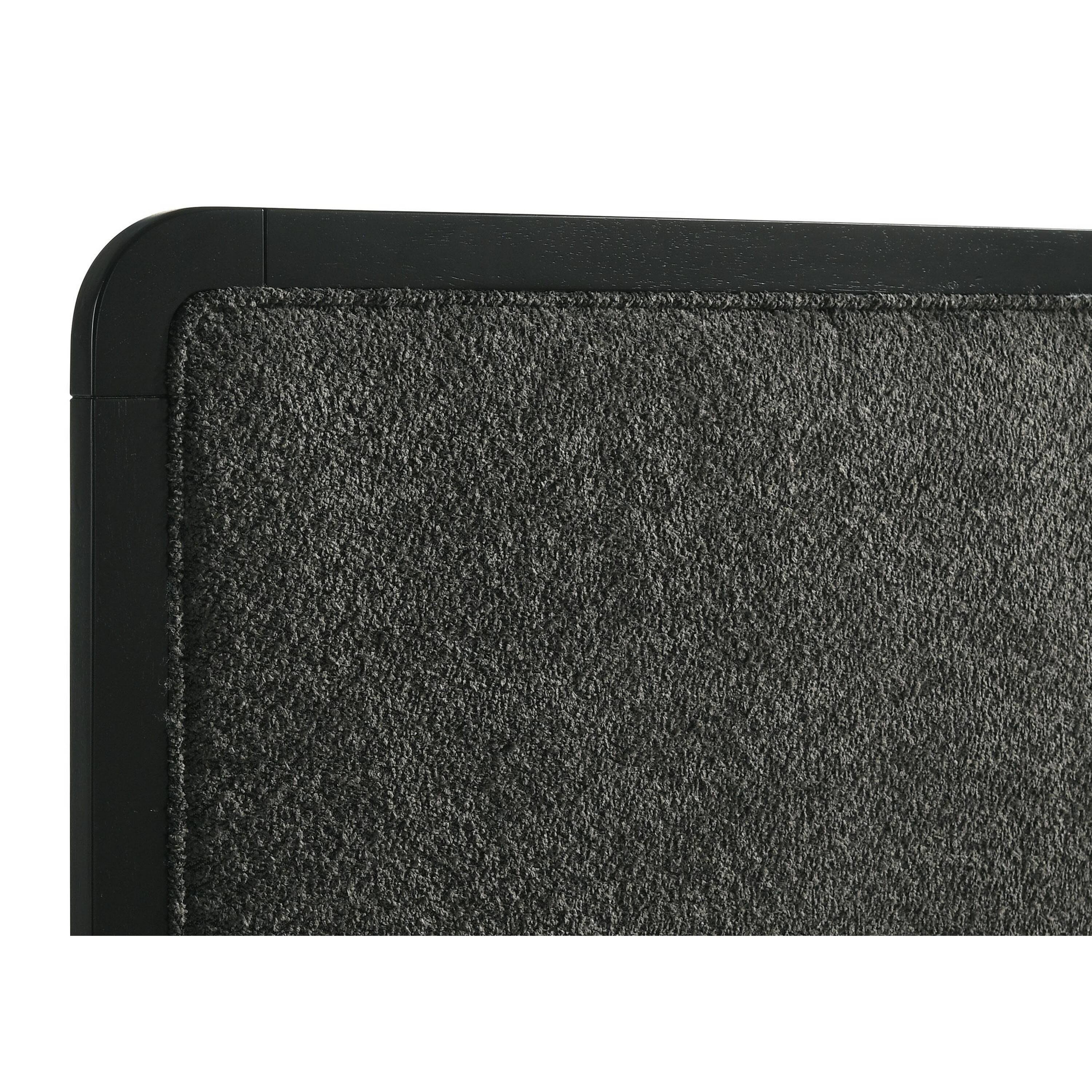 Alt View 3. Manhattan Lane - Cavy King Size Bed, Channel Tufted Upholstered Headboard - Black, Charcoal Gray.