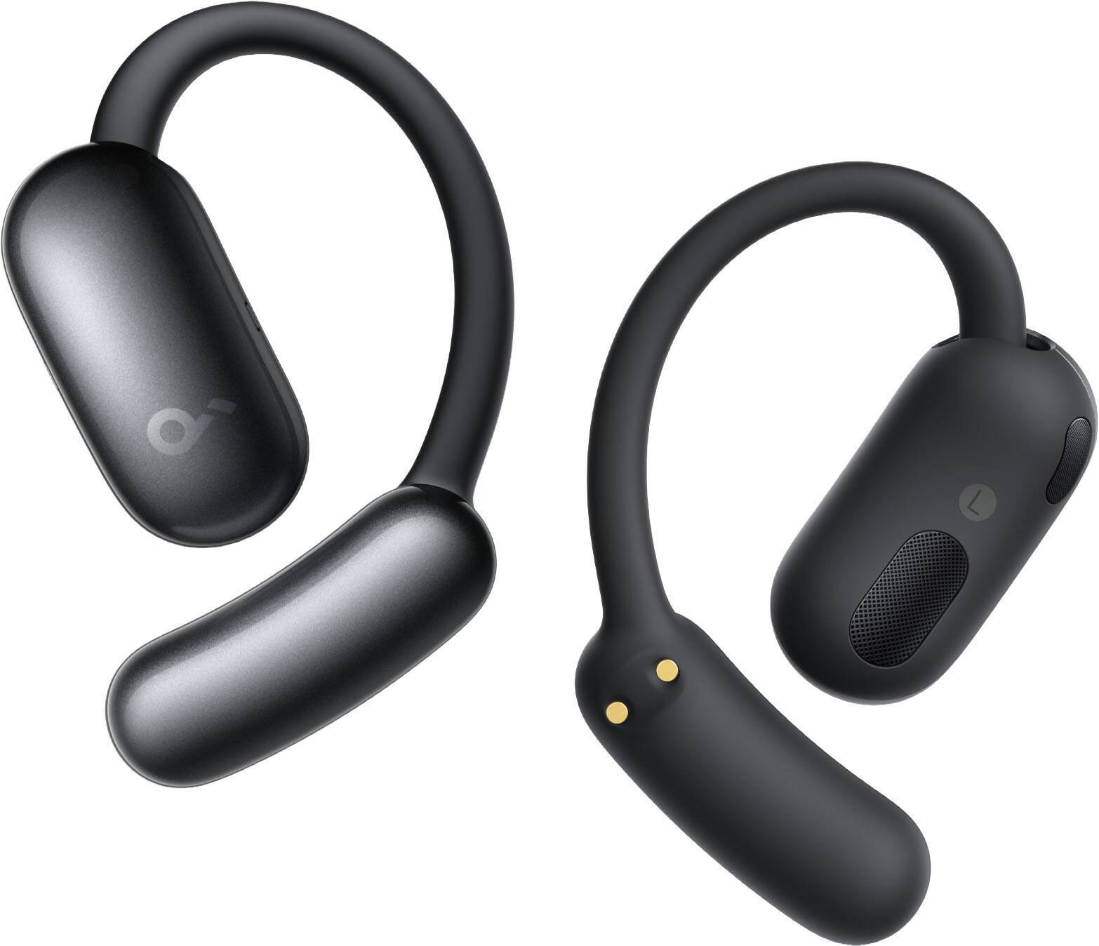 Angle. Soundcore - by Anker AeroFit 2 A.I. Assistant Open-Ear Bluetooth Headphones with Real-Time Translation and Adjustable Ear Hooks - Obsidian Black.