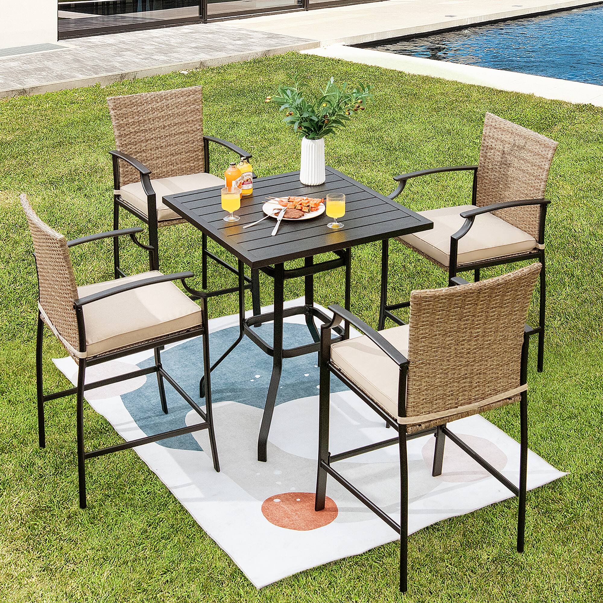 Alt View 1. Costway - Costway 32"  Patio Square Bar Table Metal Cafe Bistro Table Garden Deck - Black.