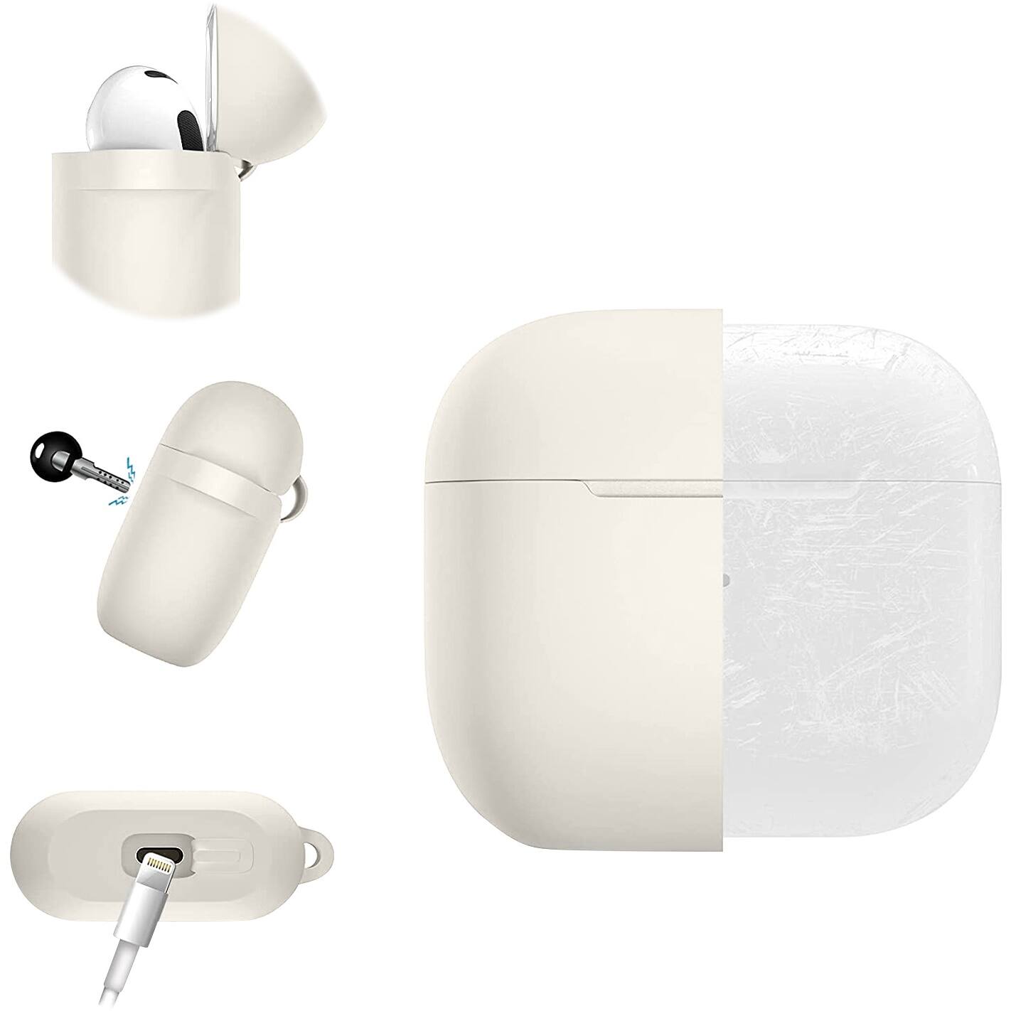 Alt View 13. SaharaCase - Silicone Case for Apple AirPods 3 (3rd Generation 2021) - Glow White.