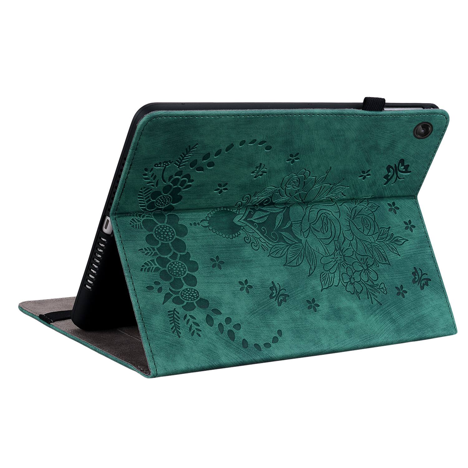 Alt View 1. Dteck - PU Leather Wallet Multi Angle Kickstand Case For Lenovo Tab M10 3rd Gen 10.1 inch Tablet Embossed Cover - Green.