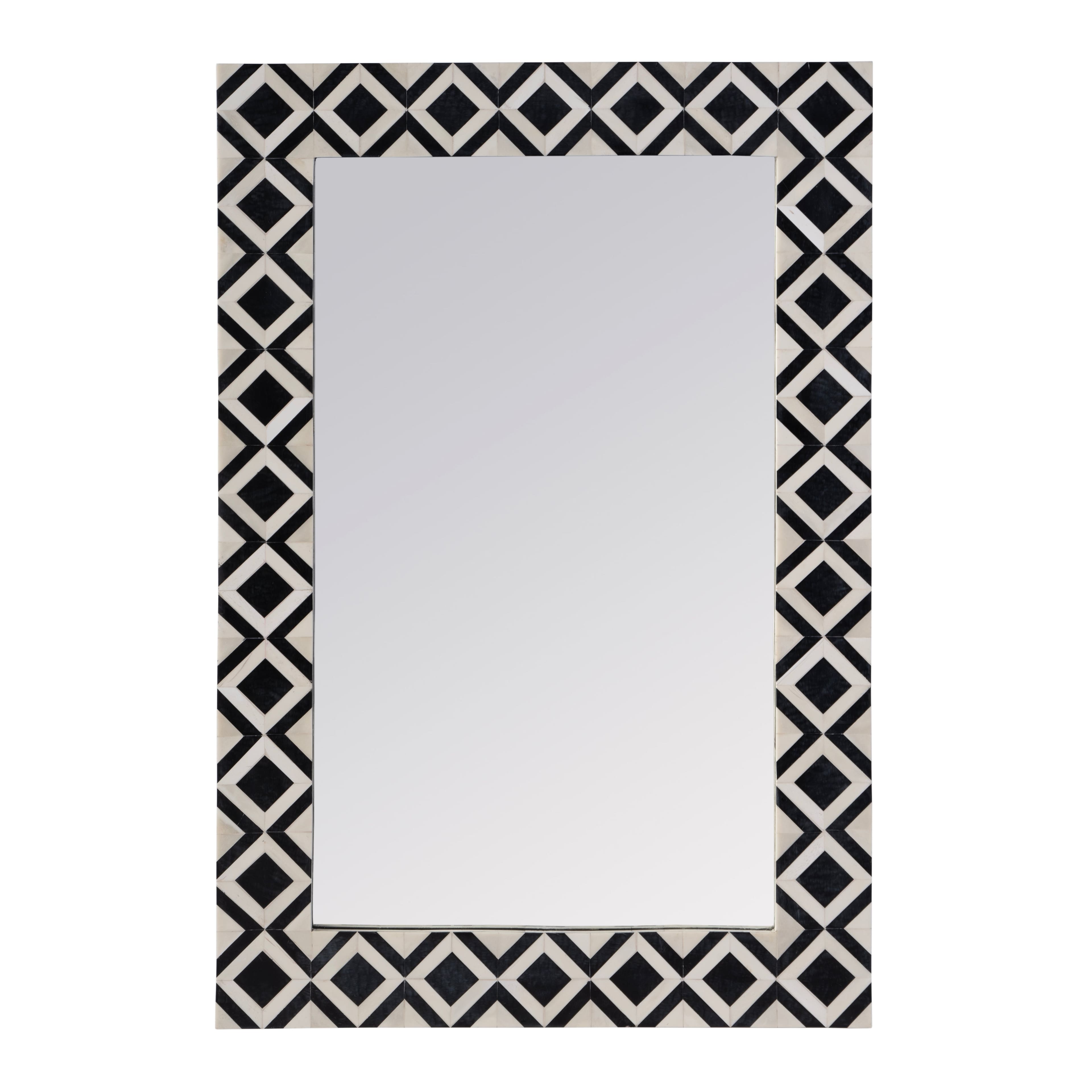 Butler Specialty - Verona 24 in. W x 36" H Rectangular Bone-Inlay Wall Mirror, Black, White - Black,White