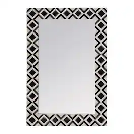 Butler Specialty - Verona 24 in. W x 36" H Rectangular Bone-Inlay Wall Mirror, Black, White - Black,White