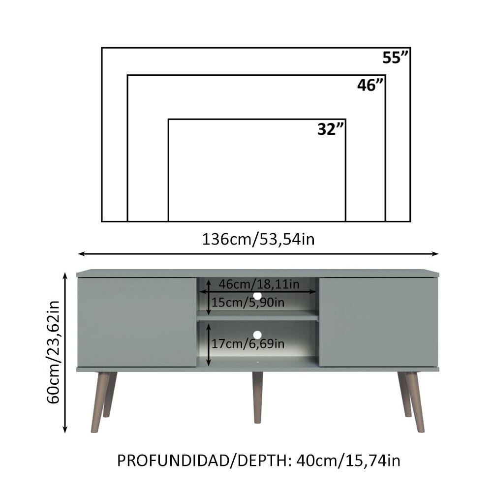 - 55"
- 46"
- 32"
- 136cm/53.54in
- 46cm/18.11in
- 15cm/5.90in
- 17cm/6.69in
- 60cm/23.62in
- PROFUNDIDAD/DEPTH: 40cm/15.74in