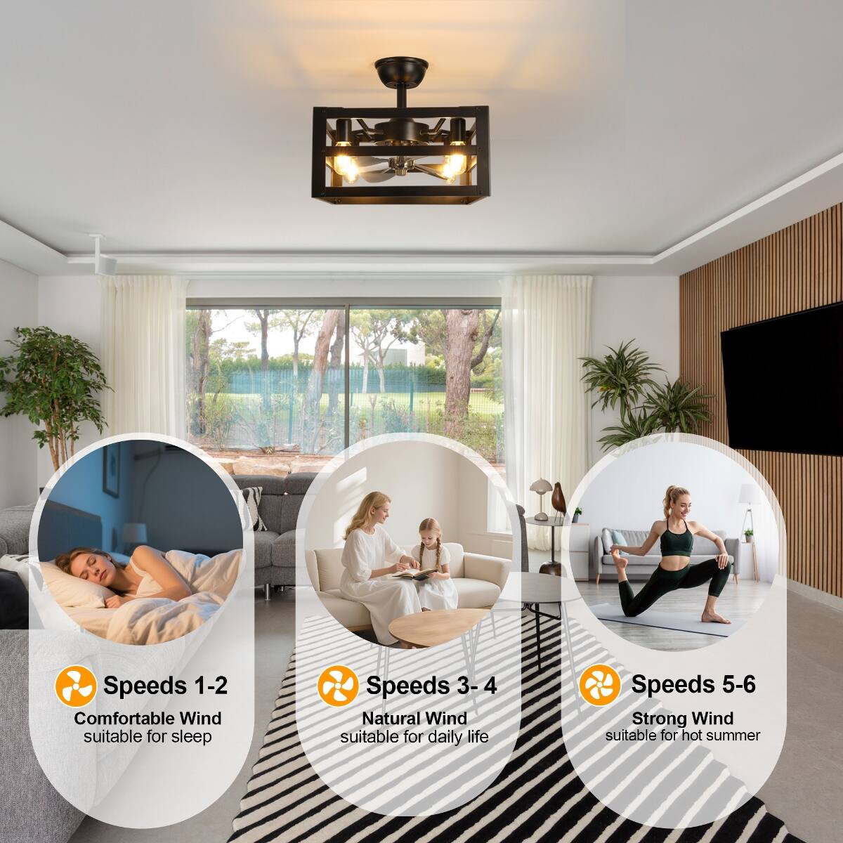 Speeds 1-2: Comfortable Wind suitable for sleep  
Speeds 3-4: Natural Wind suitable for daily life  
Speeds 5-6: Strong Wind suitable for hot summer