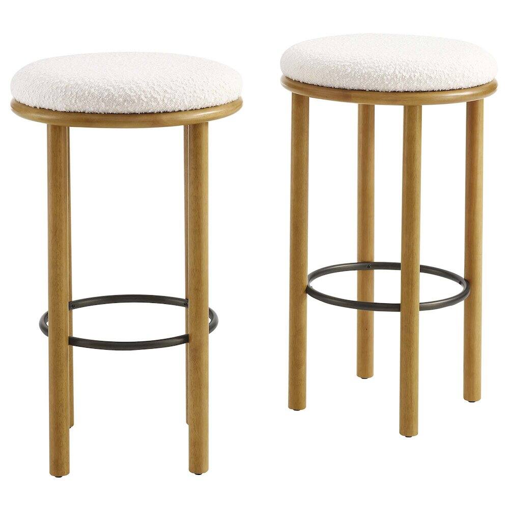 Front. Modway - Fable Boucle Fabric Bar Stools Set of 2 - Brown.