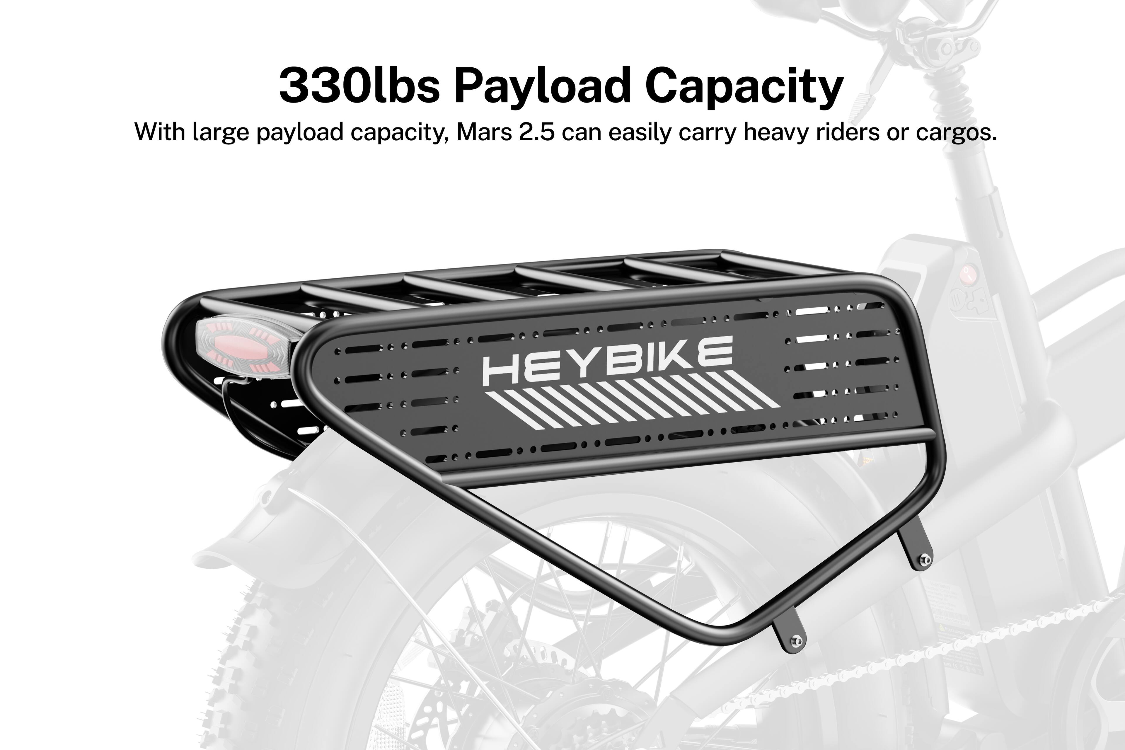 330lbs Payload Capacity

With large payload capacity, Mars 2.5 can easily carry heavy riders or cargos.