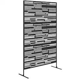 Outsunny - Metal Outdoor Privacy Screen, 78" H x 48" W Decorative Privacy Fence Screen, Freestanding Outdoor Divider with Stand - Black/Barcode