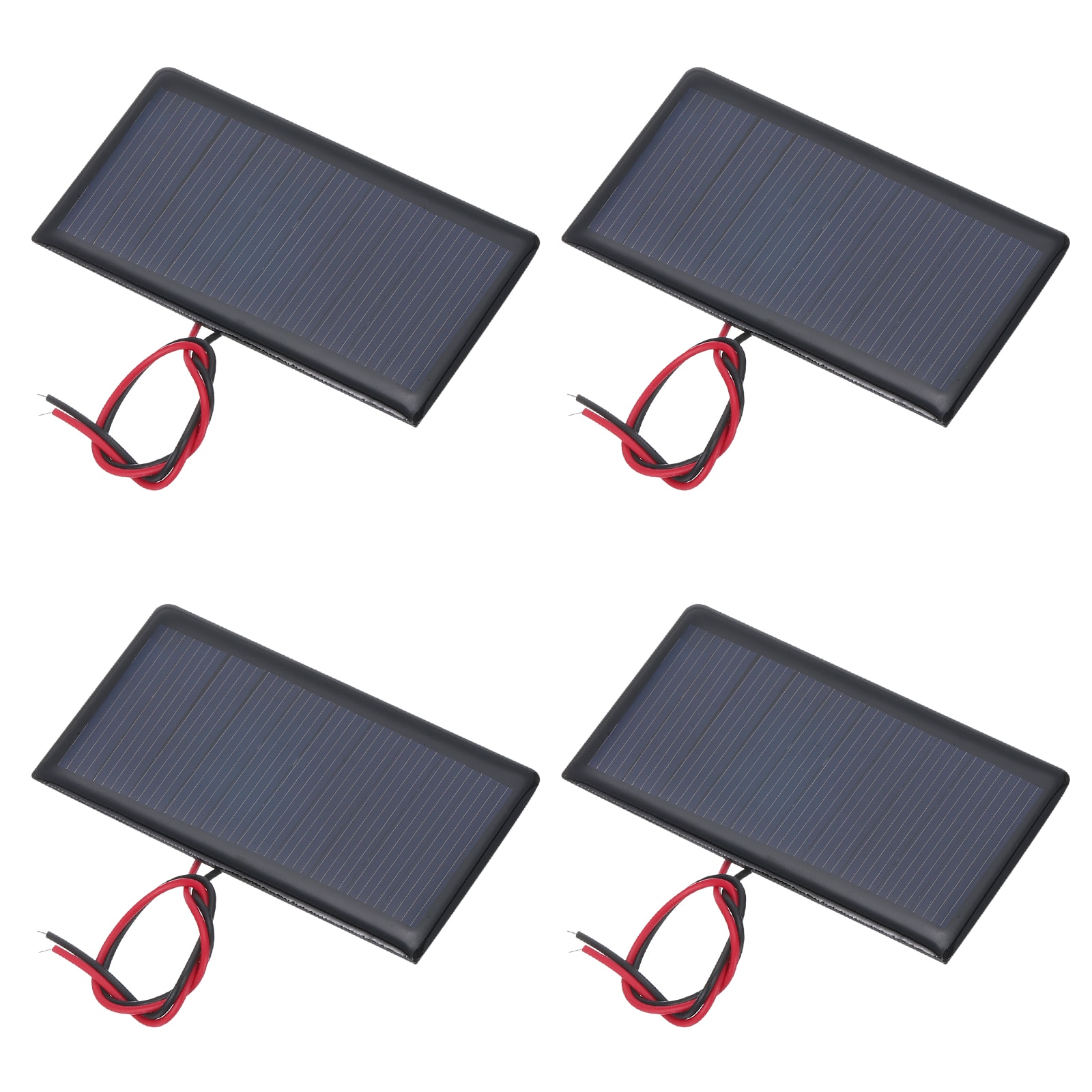 Unique Bargains - 4pcs 5V 0.3W 60mA Mini Solar Panels, Polycrystalline Solar Cell with Cable for DIY Toy Charger - Black