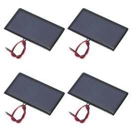 Unique Bargains - 4pcs 5V 0.3W 60mA Mini Solar Panels, Polycrystalline Solar Cell with Cable for DIY Toy Charger - Black