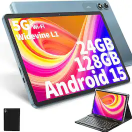 RTMB - 10" Android 15 Tablet with Keyboard – 24GB RAM, 128GB Storage - Black