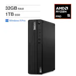 Lenovo - ThinkCentre M75s Mini Desktop (Ryzen 5 Pro 5650G, 32GB, 1TB SSD, , Win 11 Pro ) - Black