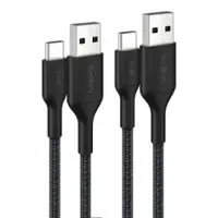 Belkin - BOOST↑CHARGE Braided PCR USB-A to USB-C Cable 2M 2-Pack - Black - Front_Zoom