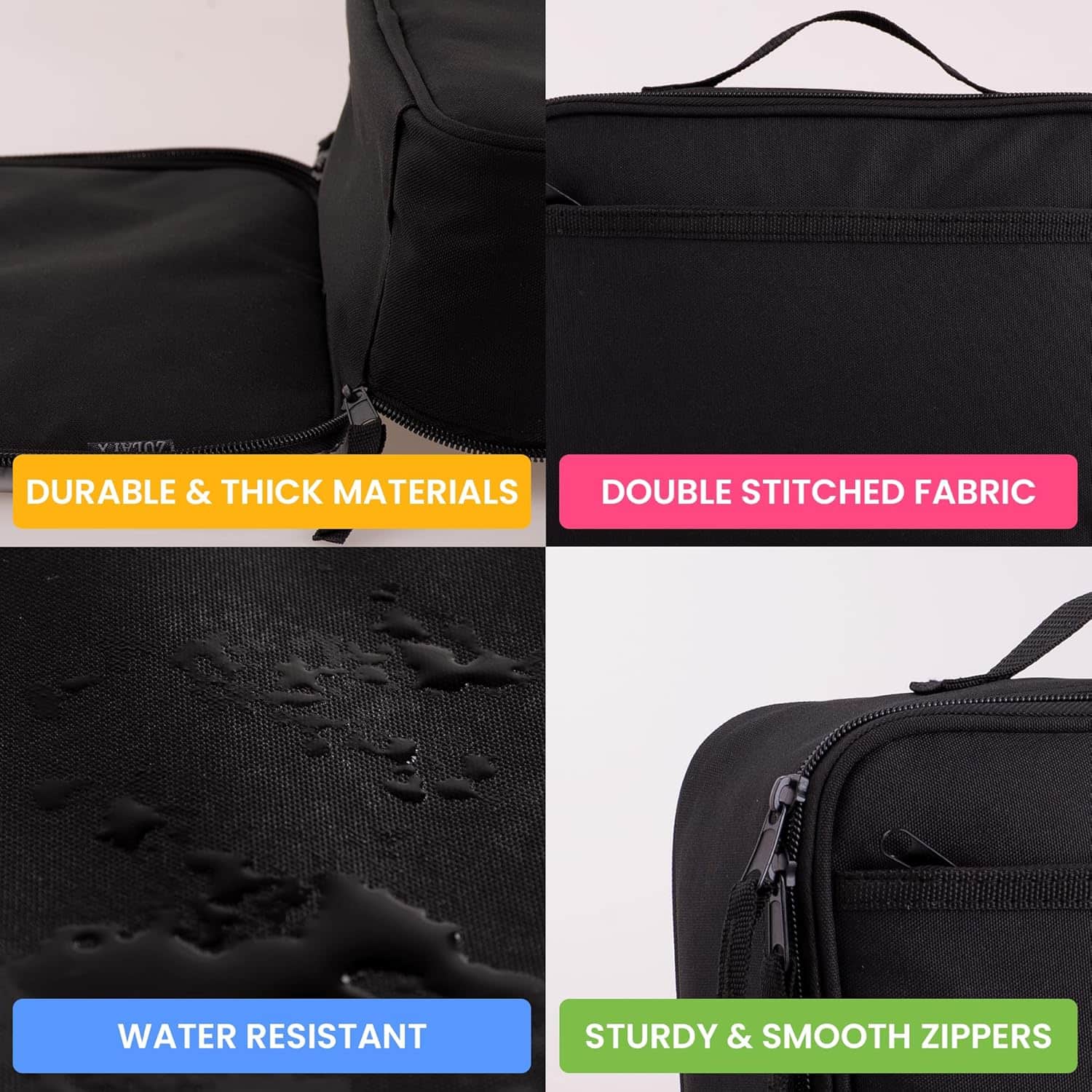 5N DURABLE & THICK MATERIALS, DOUBLE STITCHED FABRIC, WATER RESISTANT, STURDY & SMOOTH ZIPPERS