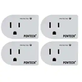 Home Collection - 4 Pack Single Outlet Surge Protector Wall Tap - White