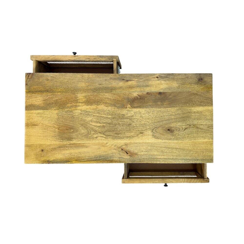 Alt View 4. Carolina Chair & Table - Haven Dual-Compartment Coffee Table - Blonde Acacia - Beige.