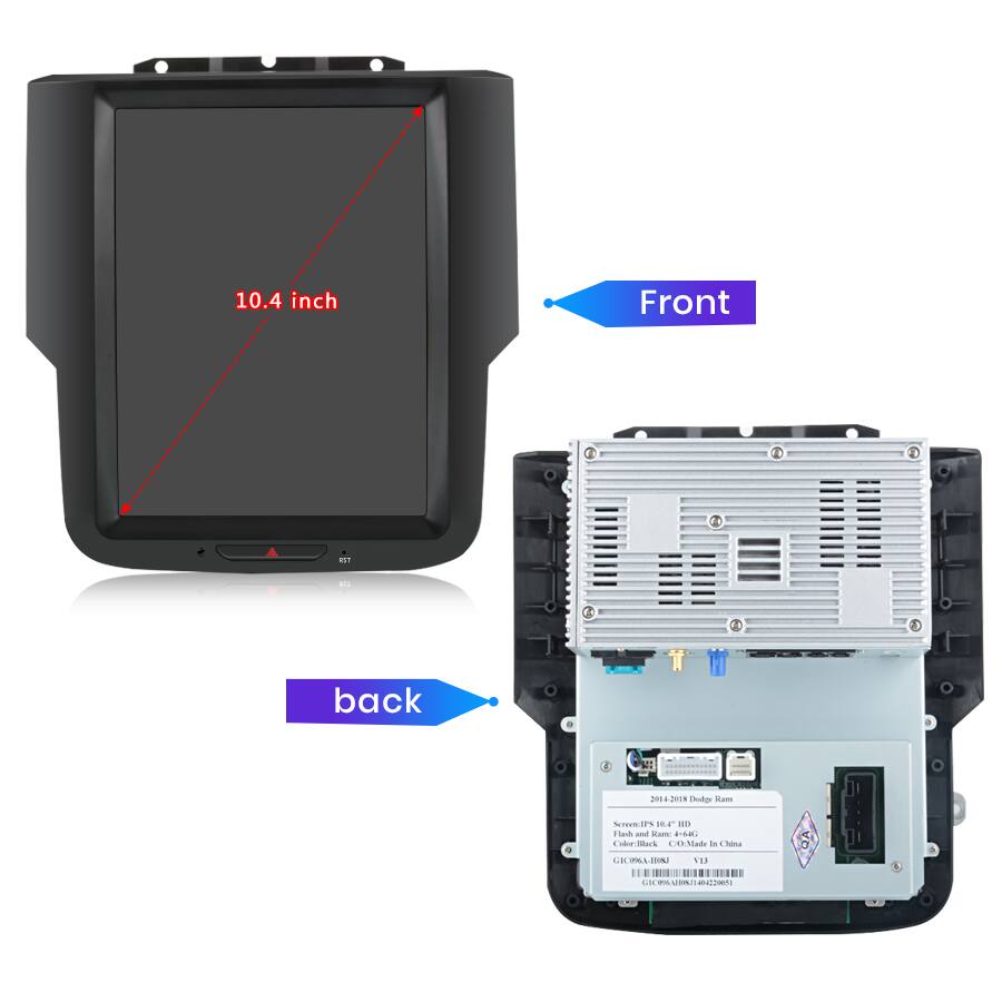 10.4 inch Front  
1 80T sls  
H 1 back a T a d.  
ps . J018 Dodge Ram 1.2  
Flad - RA Ea Coborlerk COMad de hina LESU  
G2 L.E - A  

2014-2018 Dodge Ram  
Screen: IPS 10.4" HD  
Flash and Ram: 4+64  
Made in China  
GTC09A/HR08  
GTC09A/HR08/42420081
