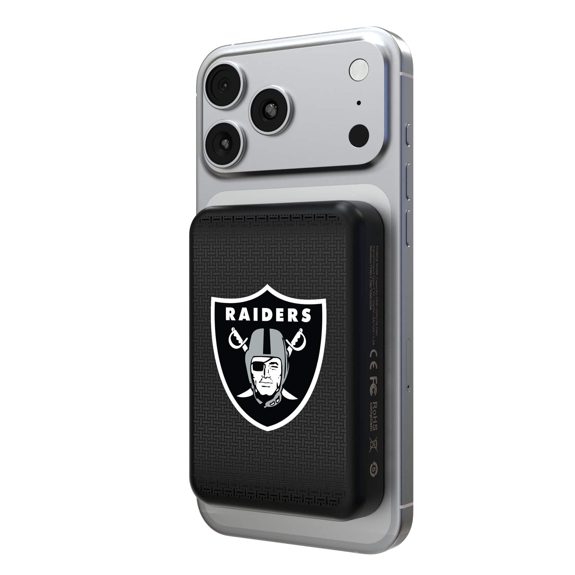 Keyscaper - Las Vegas Raiders Wireless Magnetic Power Bank - Black