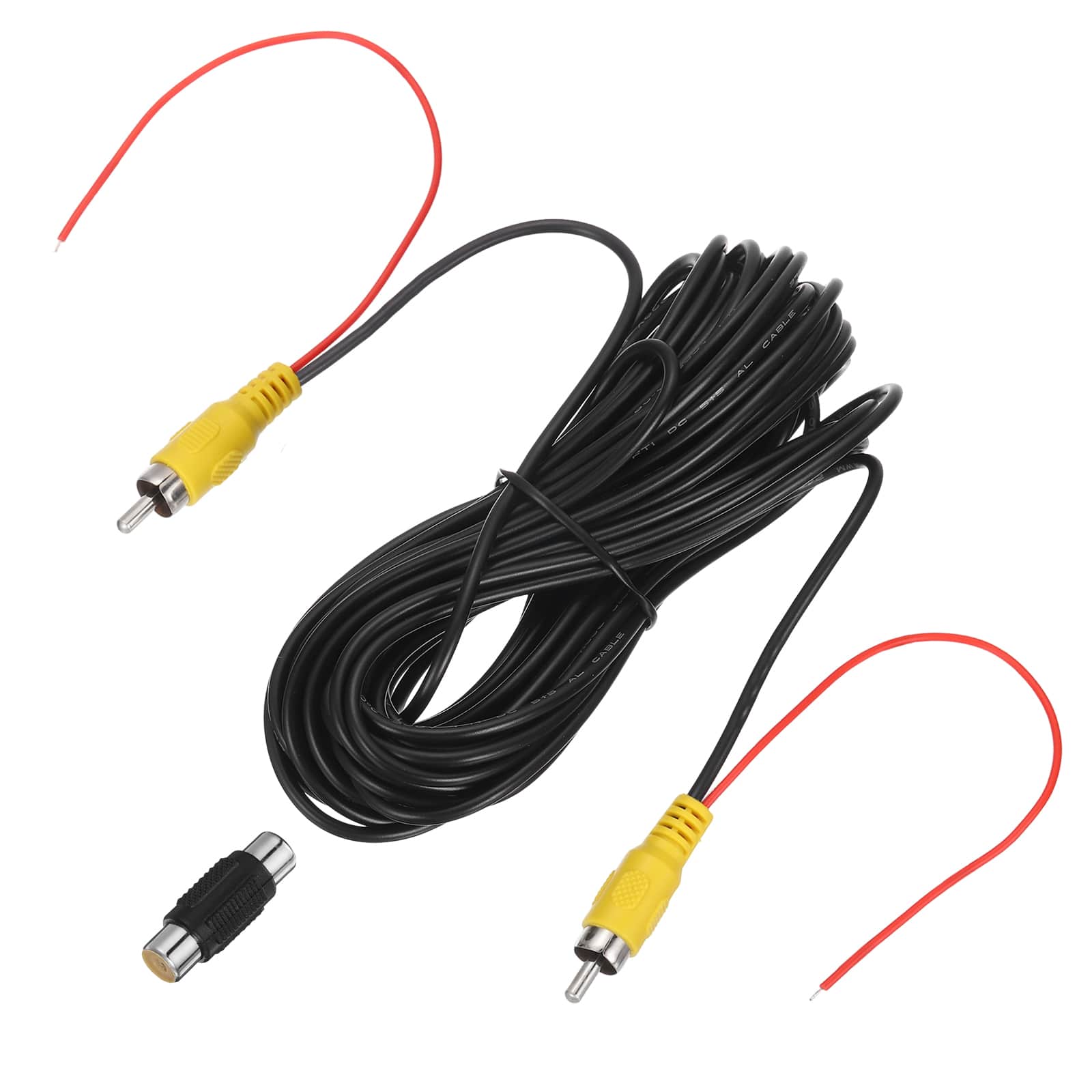 Unique Bargains - Backup Camera RCA Video Cable, Male to Male, with F-F Coupler & Detection Wire for Truck/Bus/SUV - Black